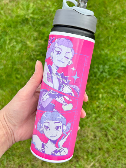 Demon Hunters hot pink 750ml water bottle