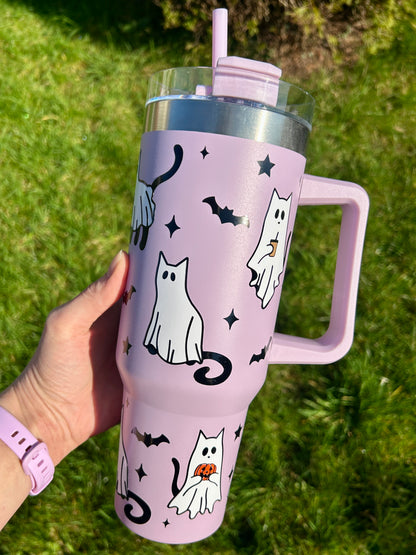 Ghost cats & bats - Lilac - 40oz tumbler