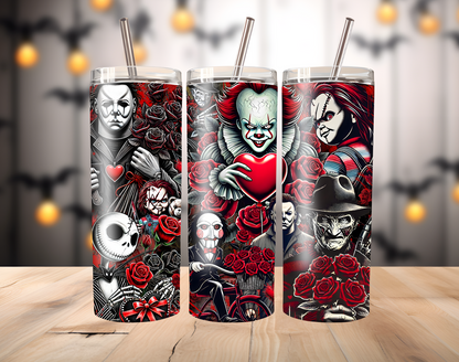 Horror Villains Valentine's skinny tumbler