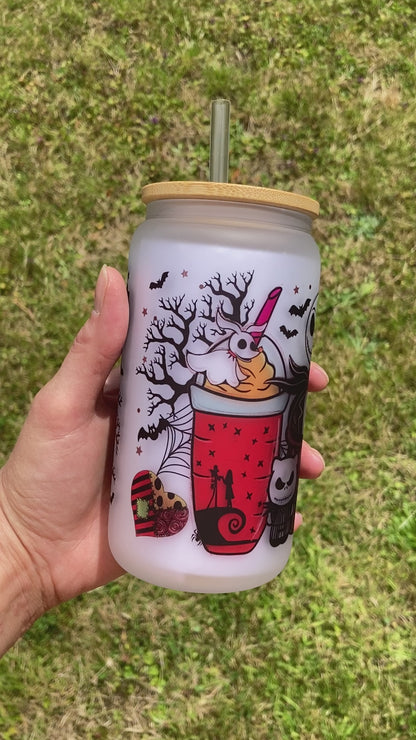 Horror Villains NBC - Libbey cup - glass can with bamboo lid and glass straw