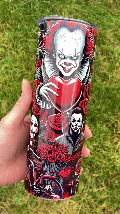 Horror Villains Valentine's skinny tumbler