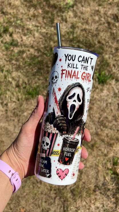 Horror Movie Night skinny tumbler