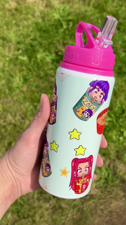 Mint Ramen 600ml pink water bottle