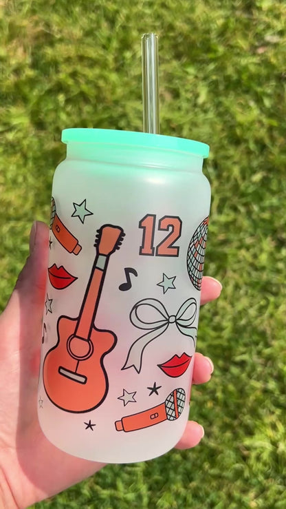 TS Showgirl inspired - Libbey cup - glass can with bamboo lid and glass straw