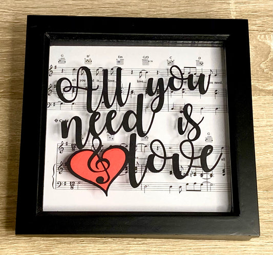All you need is love - floating paper cut