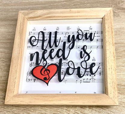 All you need is love - floating paper cut