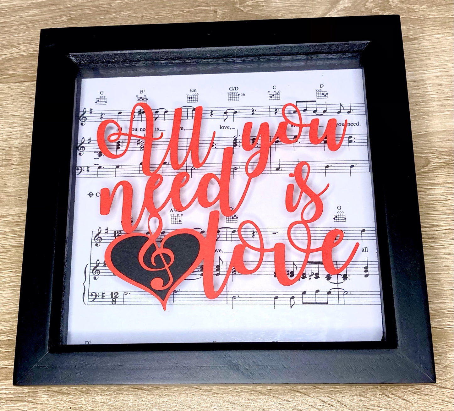 All you need is love - floating paper cut