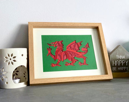 Welsh dragon multi layer mandala in frame