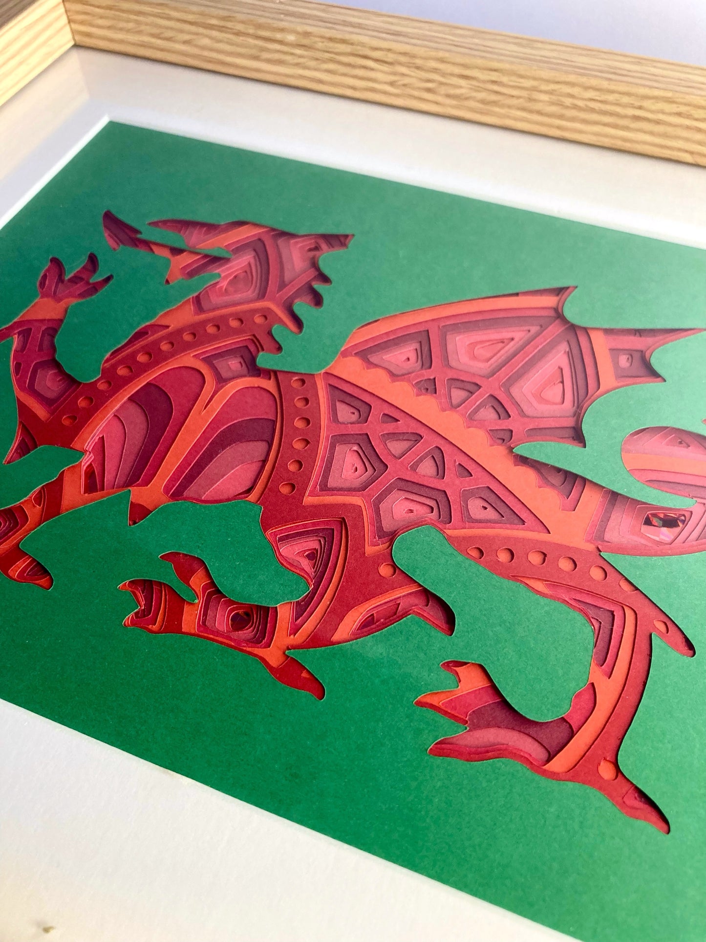 Welsh dragon multi layer mandala in frame