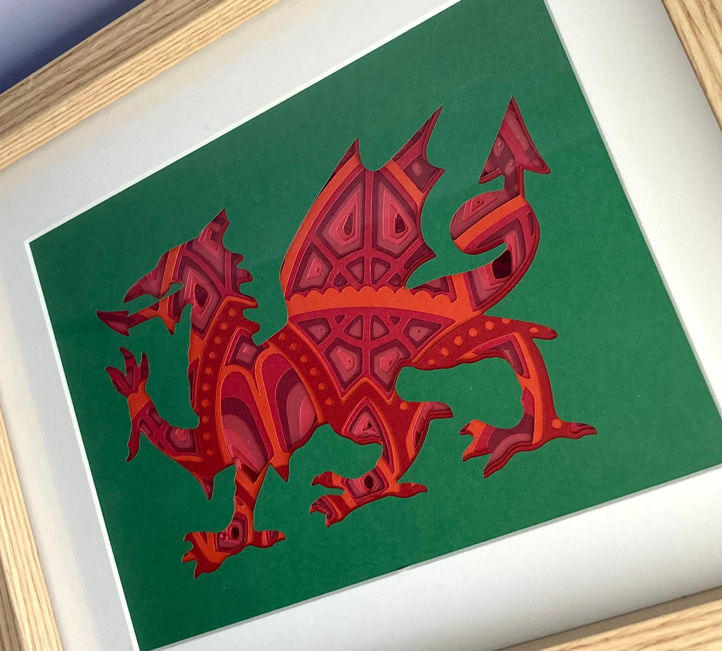 Welsh dragon multi layer mandala in frame