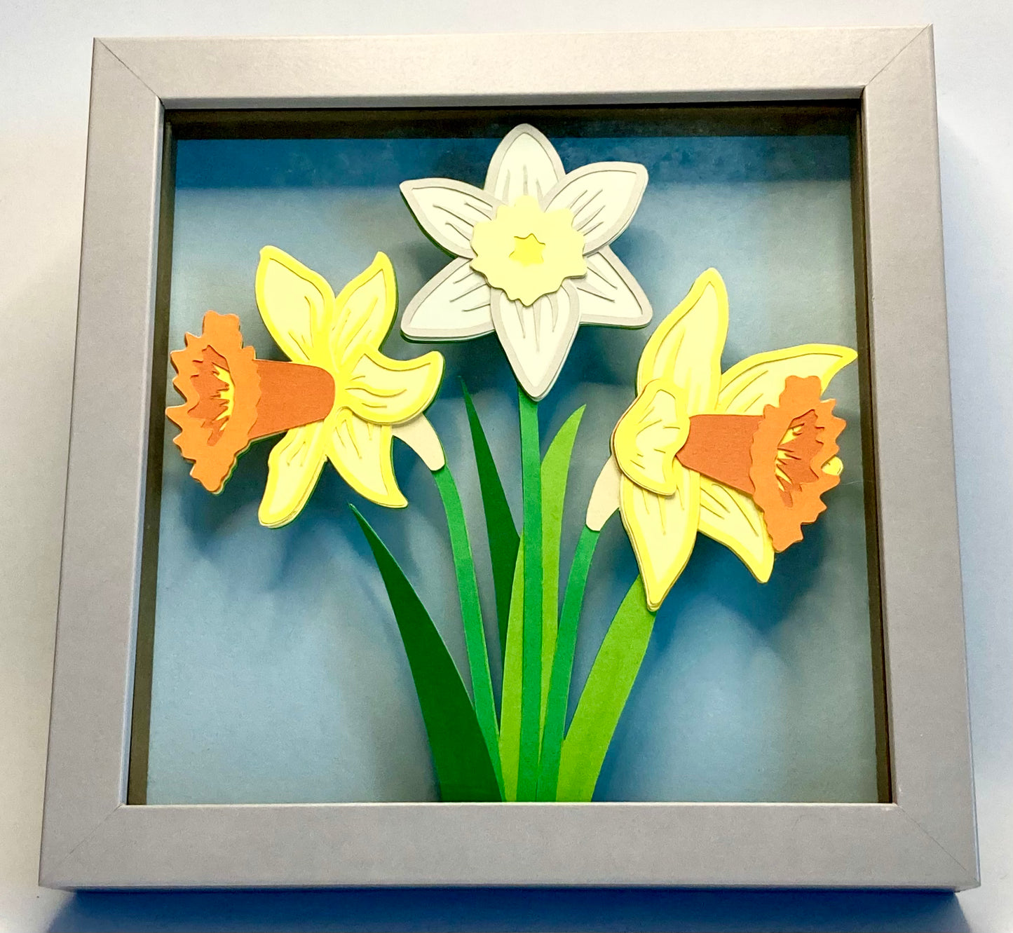 Daffodils multi layer papercut in frame
