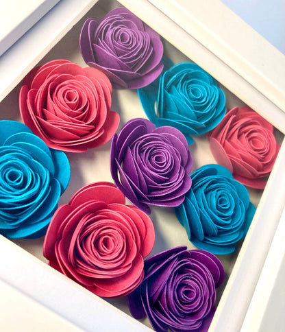 Paper flower shadow box with optional custom message (small) mothers day