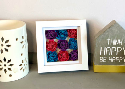 Paper flower shadow box with optional custom message (small) mothers day