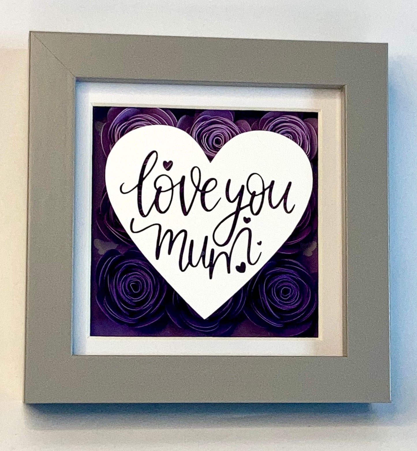 Paper flower shadow box with optional custom message (small) mothers day