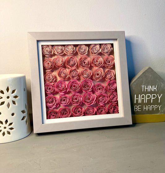 Paper flower shadow box with optional custom message (medium) mothers day