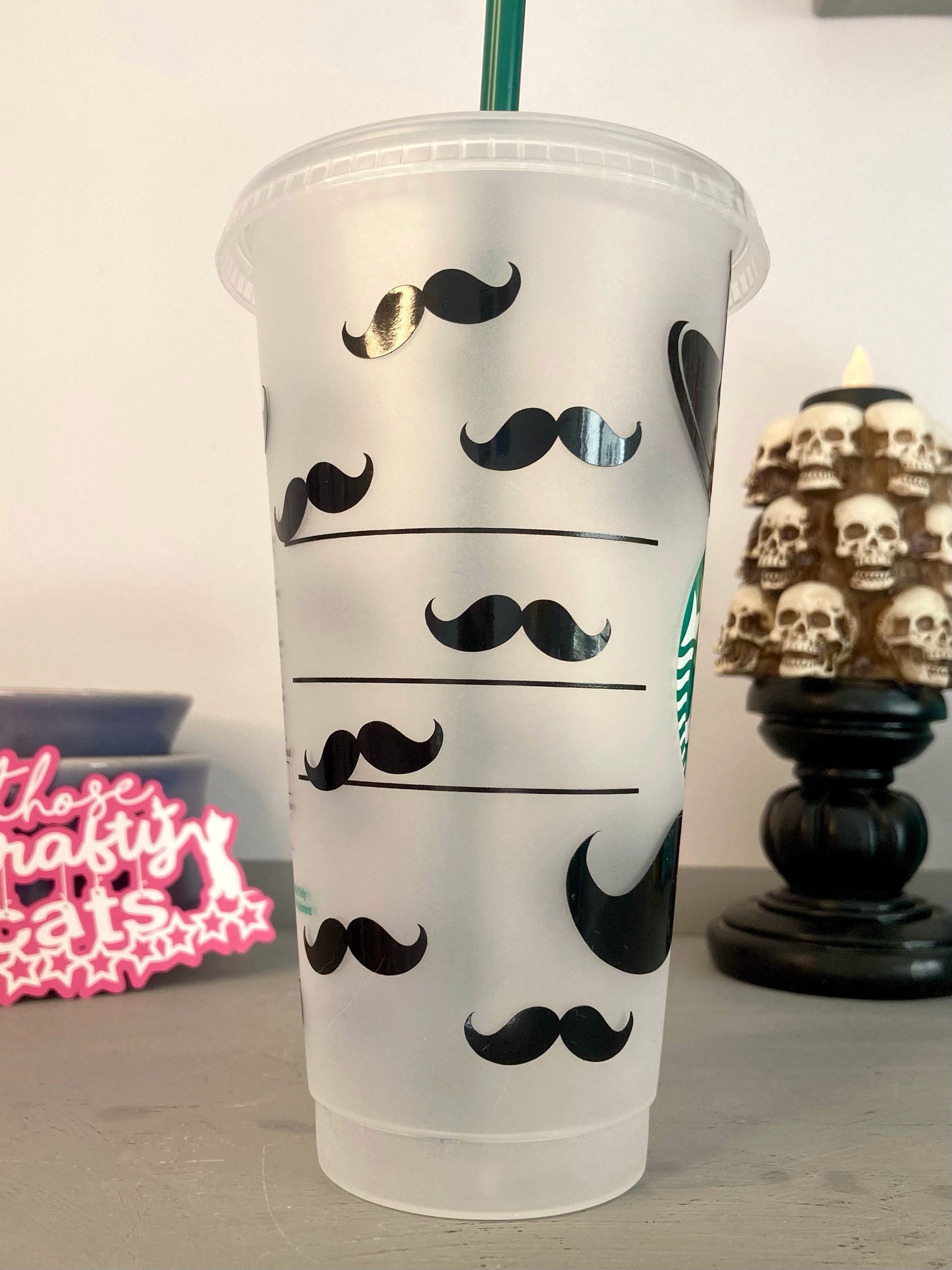 Custom Starbucks inspired reusable cold cup tumbler with straw Father's Day Dad gift