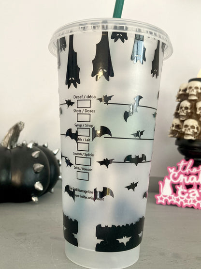 Starbucks custom cold cup with bats design