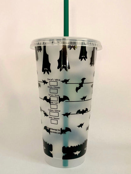 Starbucks custom cold cup with bats design