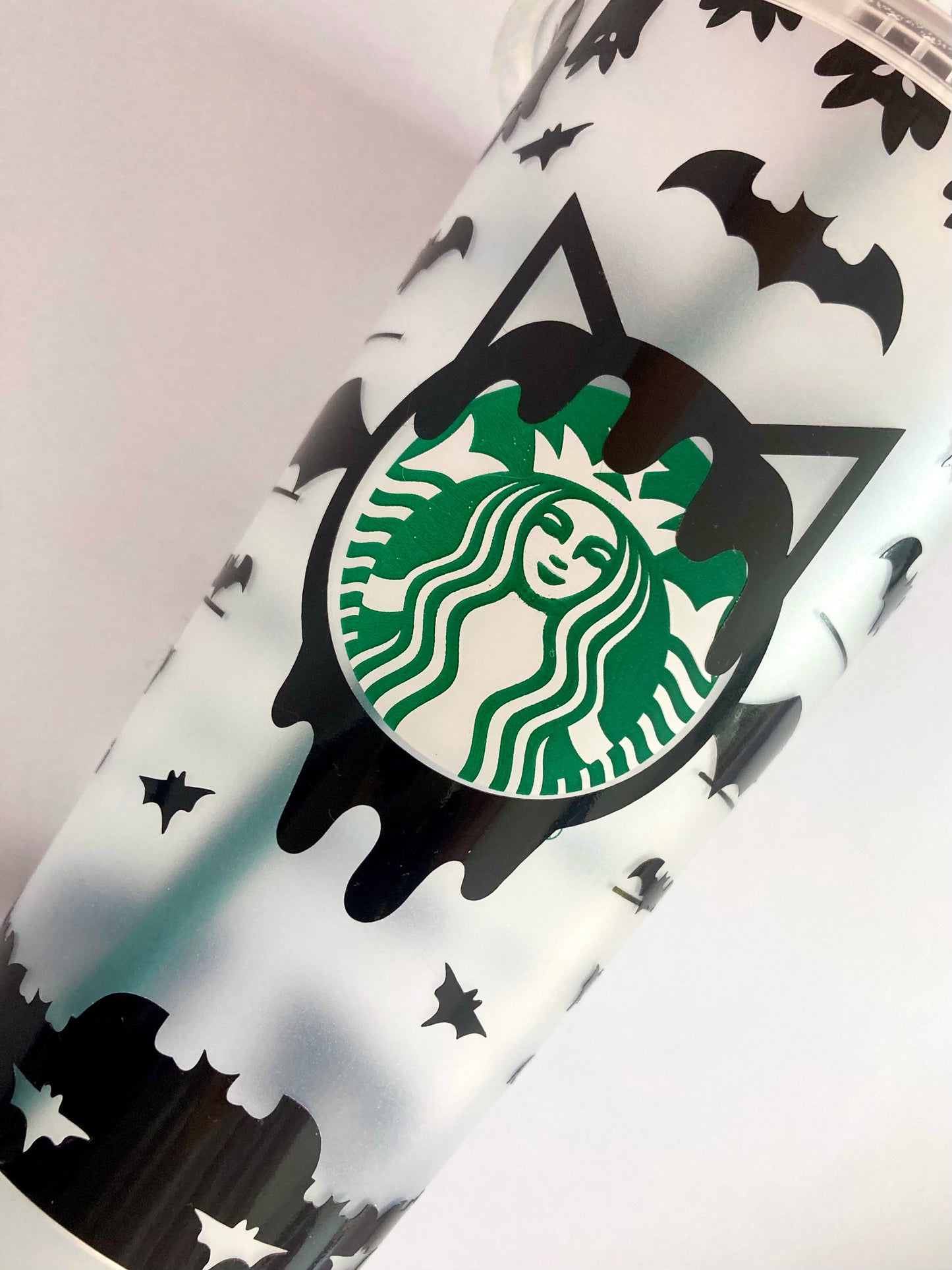 Starbucks custom cold cup with bats design