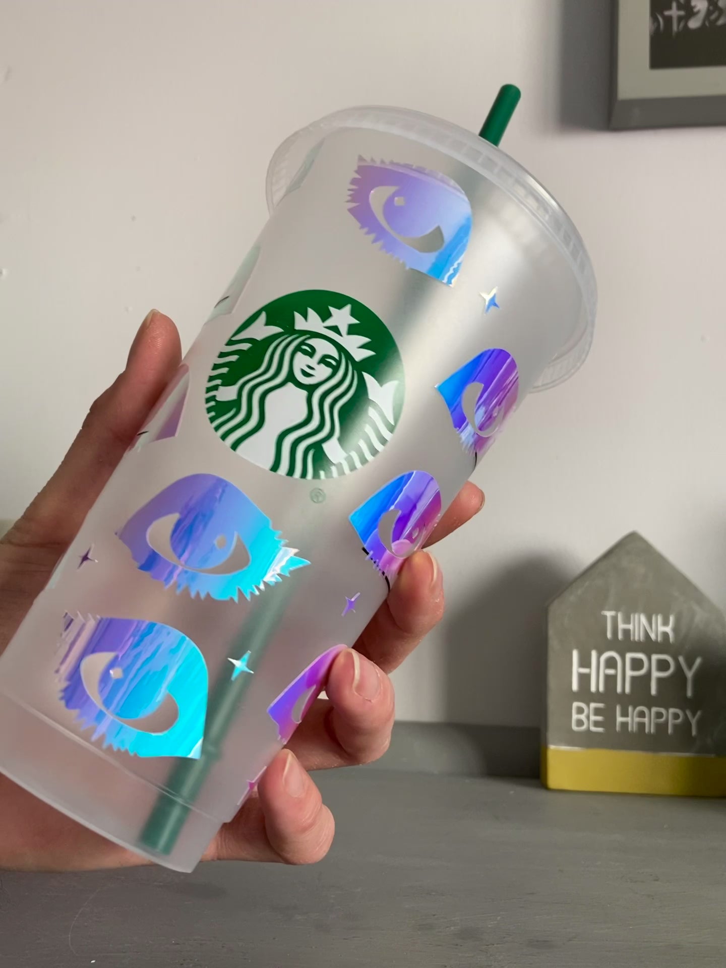 Zodiac Custom Insulated Tumbler With Straw Large Iced Coffee Cup  Holographic Constellation Reusable Cold Cup Horoscope Cup 