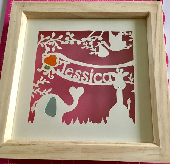 Personalised new baby paper cut gift