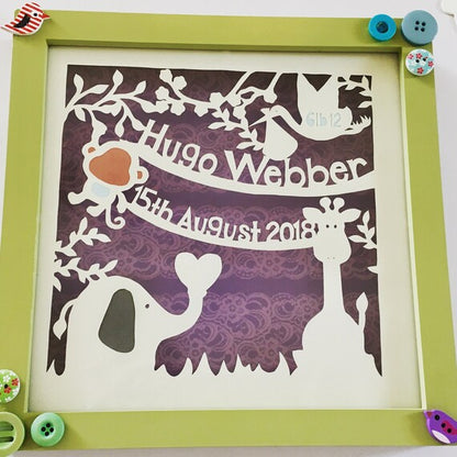 Personalised new baby paper cut gift