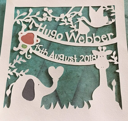 Personalised new baby paper cut gift