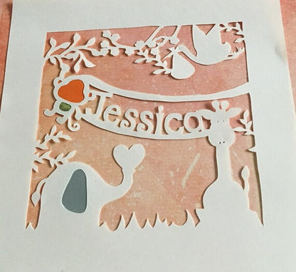 Personalised new baby paper cut gift