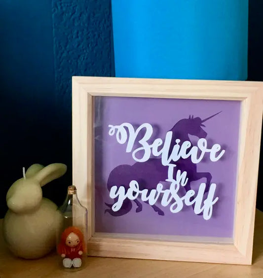 Believe in yourself - floating paper cut, handmade in box frame