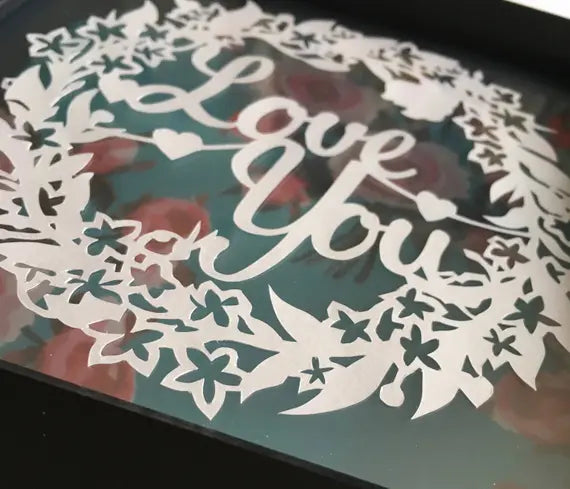 Love You - Floating paper cut