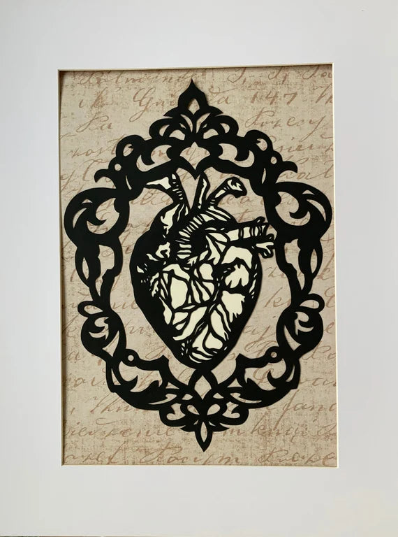 Heart in gothic border - A4 paper cut