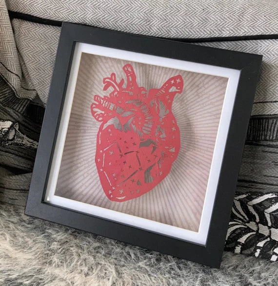 Anatomical heart with stars/constellation - floating paper cut