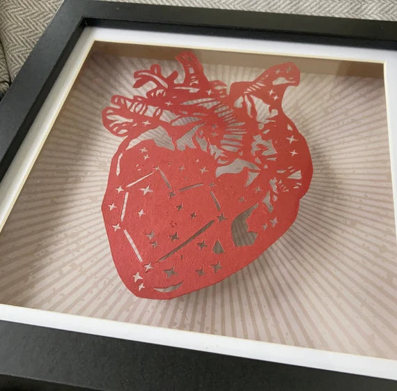 Anatomical heart with stars/constellation - floating paper cut