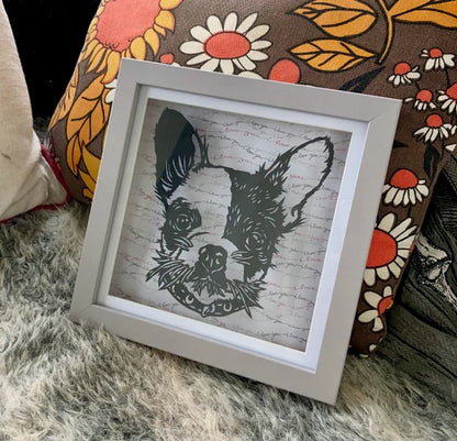 French bulldog floating papercut