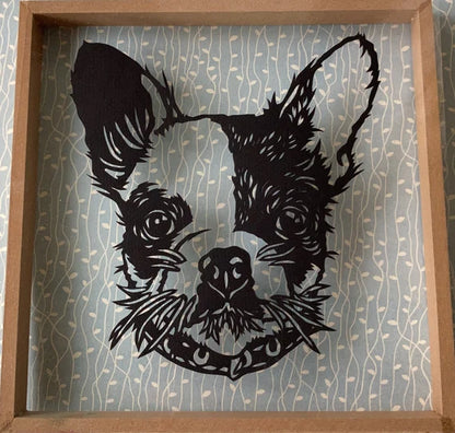 French bulldog floating papercut