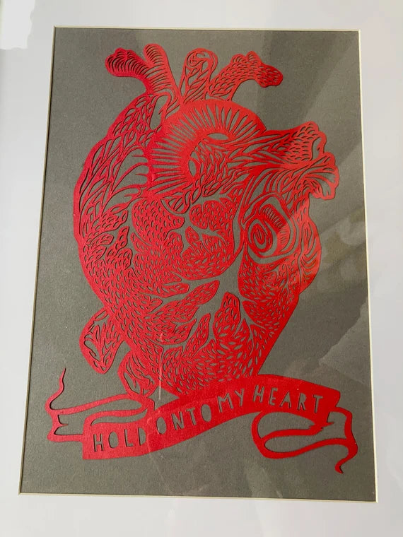 Anatomical heart - Hold onto my heart - A4 paper cut