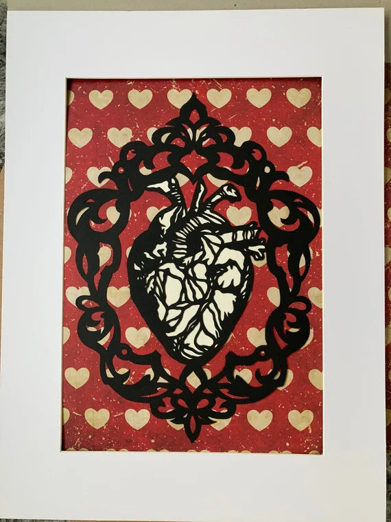 Heart in gothic border - A4 paper cut