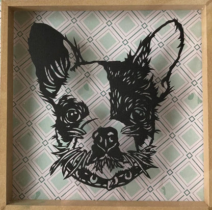 French bulldog floating papercut