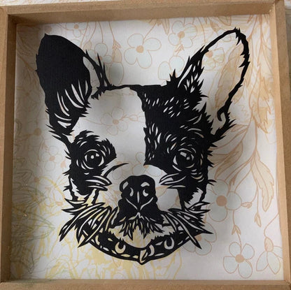 French bulldog floating papercut