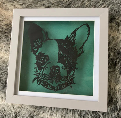 French bulldog floating papercut