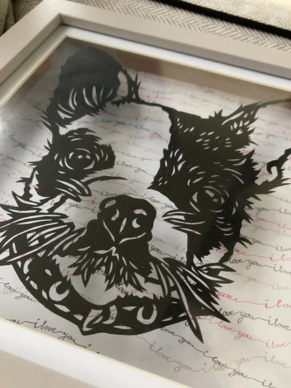 French bulldog floating papercut