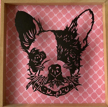 French bulldog floating papercut