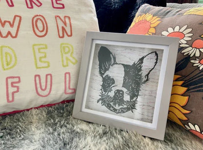 French bulldog floating papercut